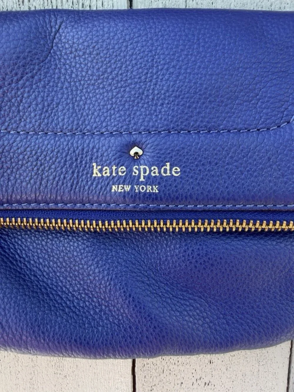 KATE SPADE purple pebbled leather foldover crossbody preppy purse designer
